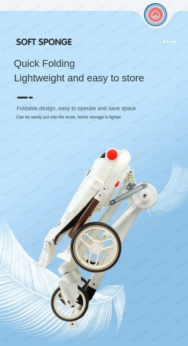 Foldable twin stroller showcasing lightweight design for easy storage and portability.