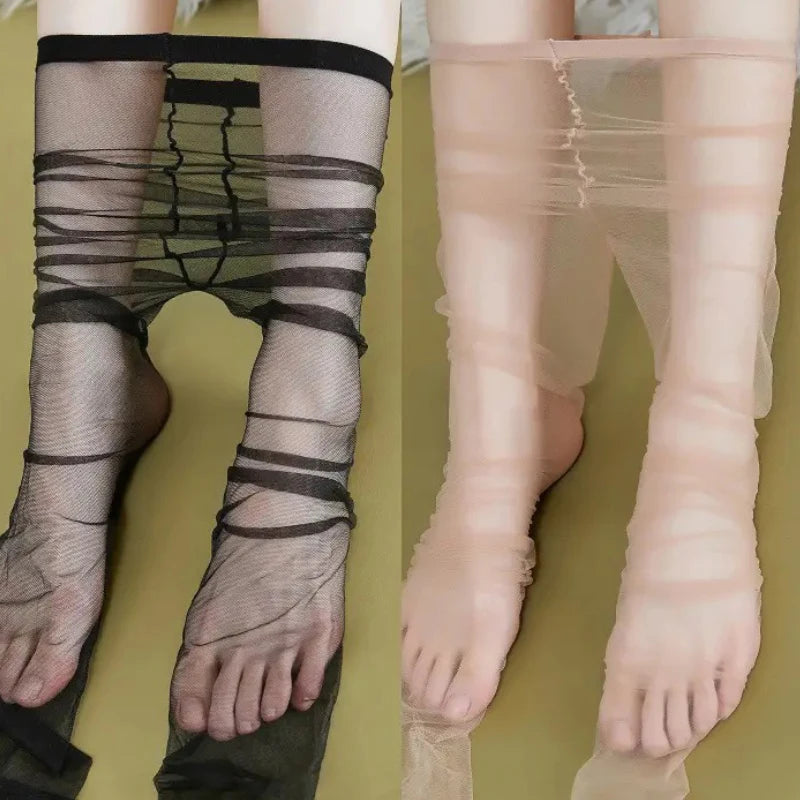 جوارب نسائية بنقشة زهور ثلاثية الأبعاد