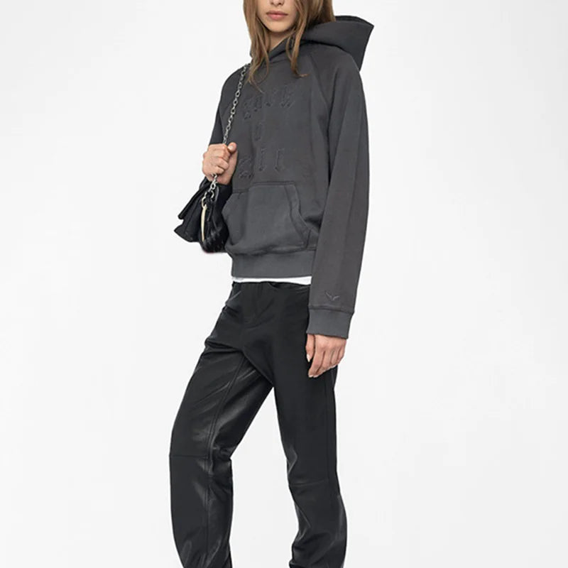 Letter Wings Fleece Hoodie