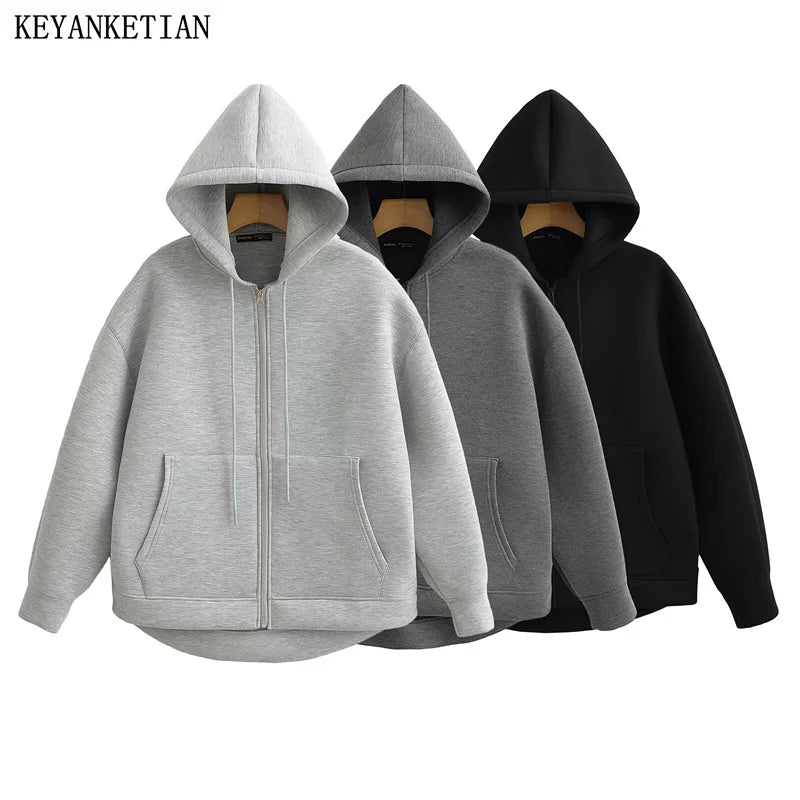 Women's Oversized Zipper Hoodie Jacket