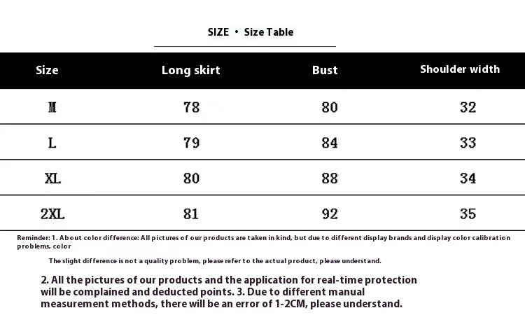 Size chart for A-Line Cotton Maternity Dress, detailing measurements for M, L, XL, and 2XL.