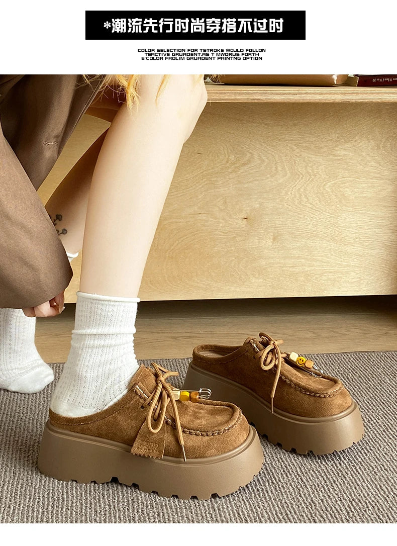 Women’s Retro Platform Half-Slipper Loafers