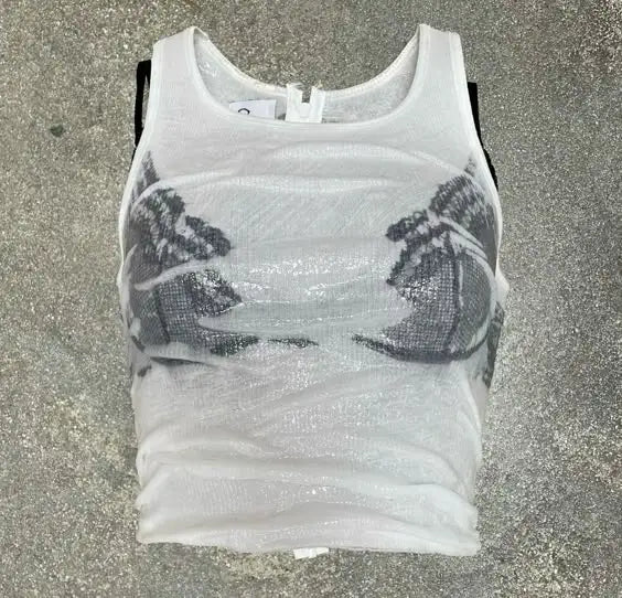 White Knitted Sleeveless Vest Top