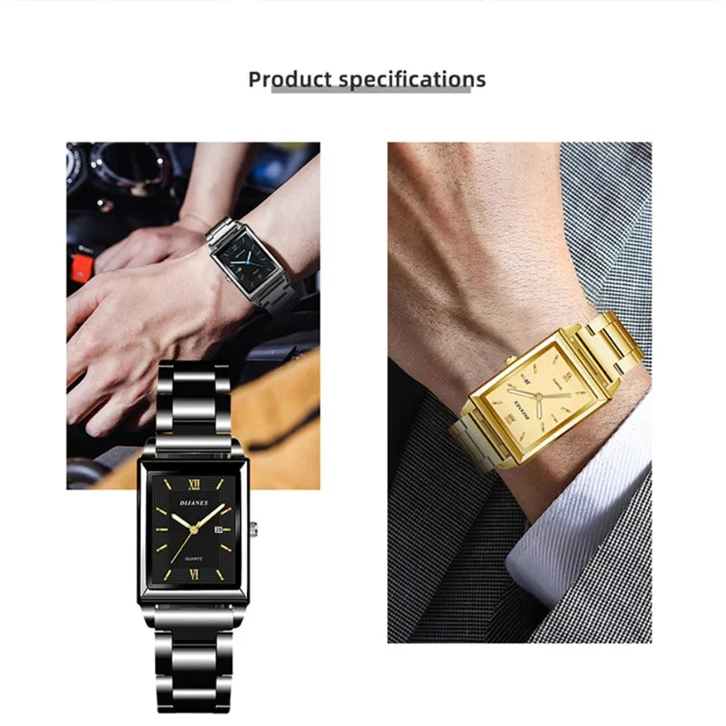 Luxury Square Gold Quartz Couple Watches