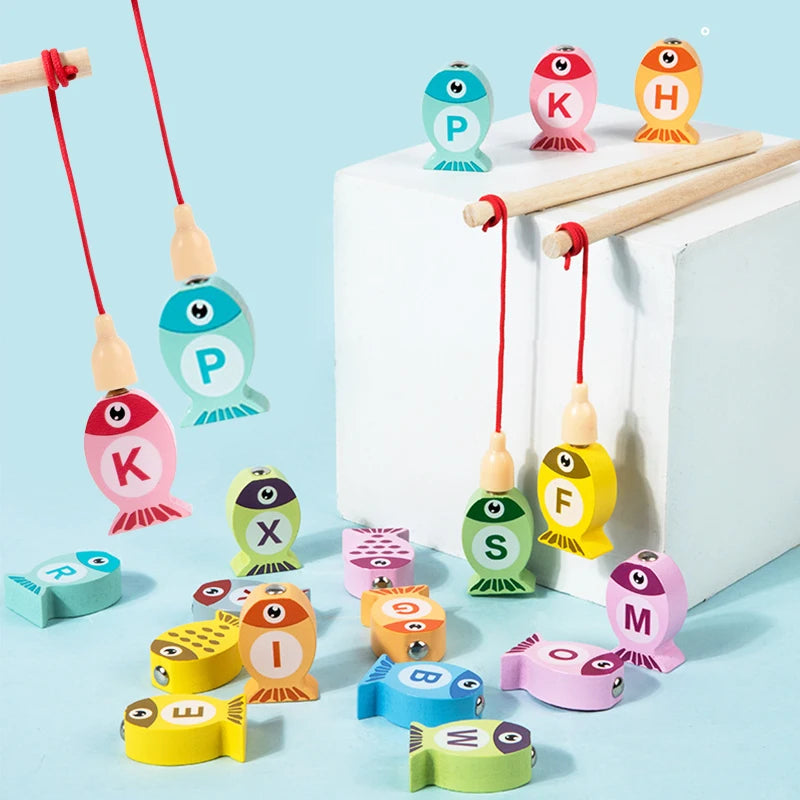 Wooden Alphabet Fishing Game Toy