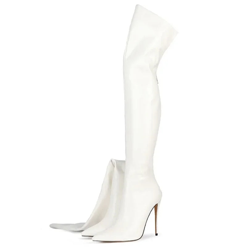 أحذية نسائية فوق الركبة - أحذية تشيلسي مثيرة بكعب عالٍ