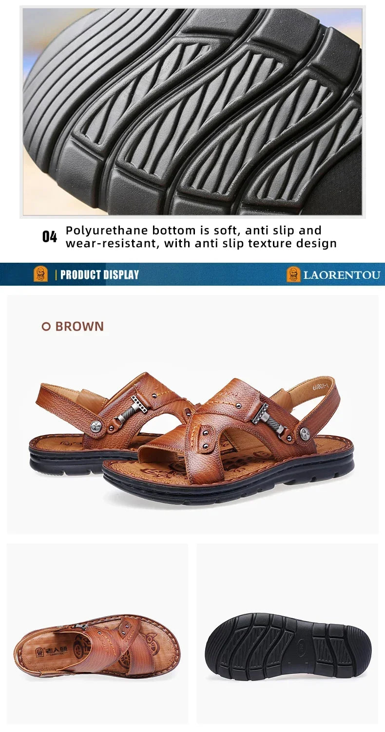 صنادل كاجوال جلدية للرجال بإبزيم