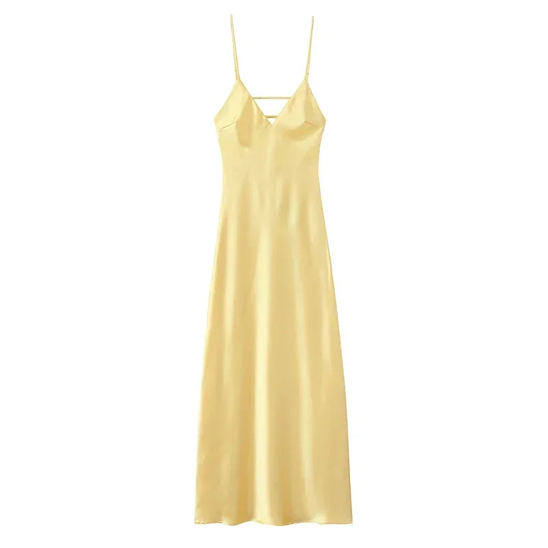 Golden Luxe Satin Maxi Dress