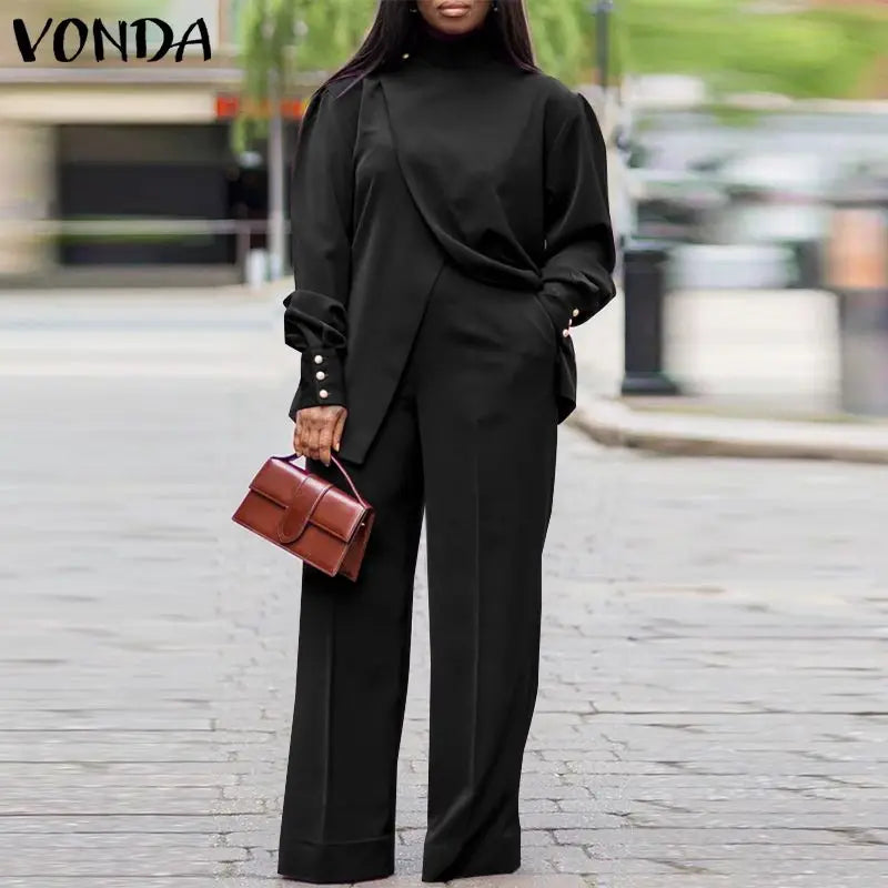 طقم بدلة بياقة عالية ومقاسات كبيرة