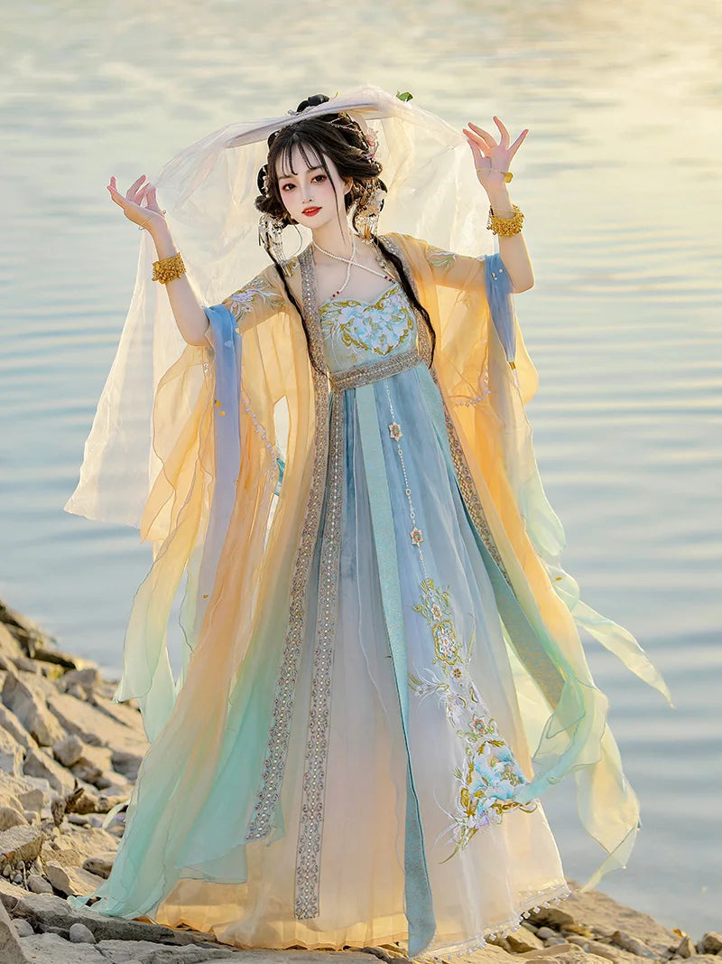 Gradient embroidery Hanfu carnival costume for women by NoEnName_Null, featuring flowy sleeves and unique design.