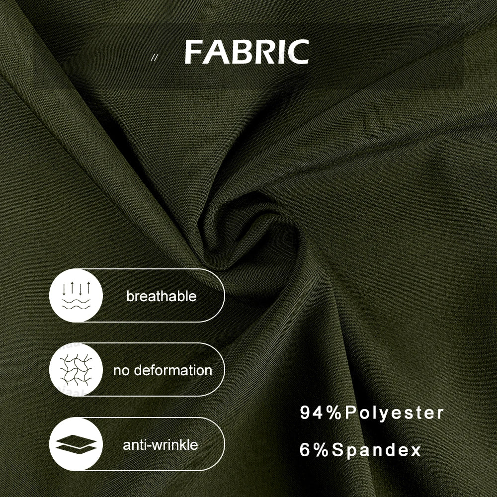Close-up of breathable fabric showcasing 94% polyester and 6% spandex with anti-wrinkle and deformation properties.