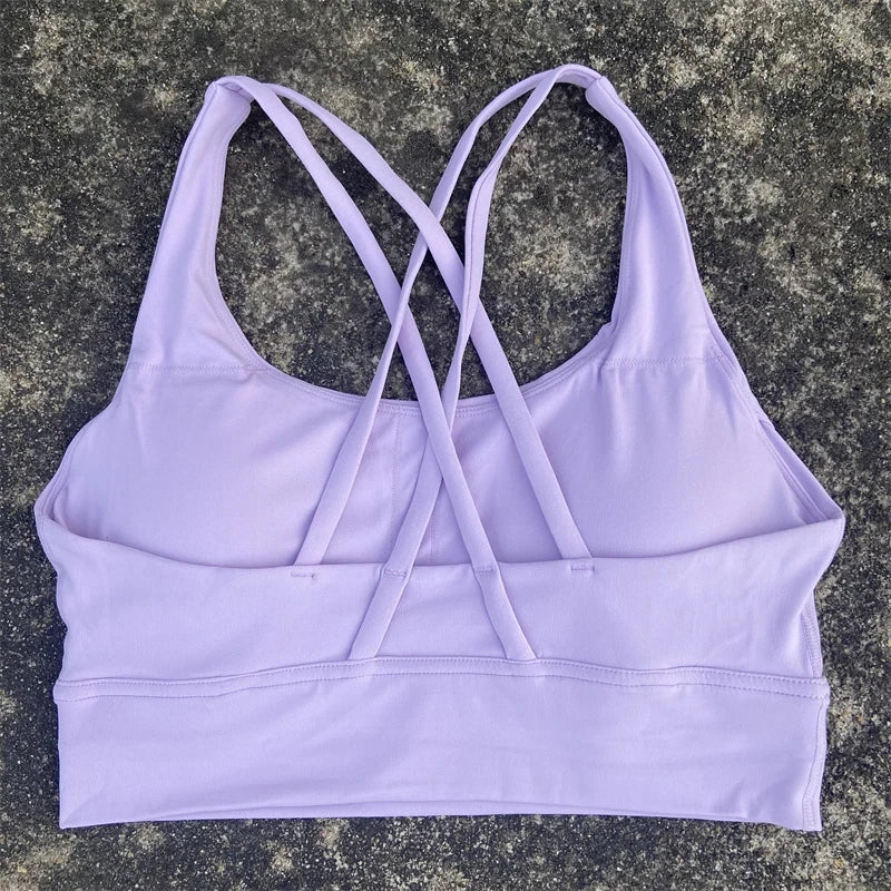 Women Cross Strap Sports Bra with Pads