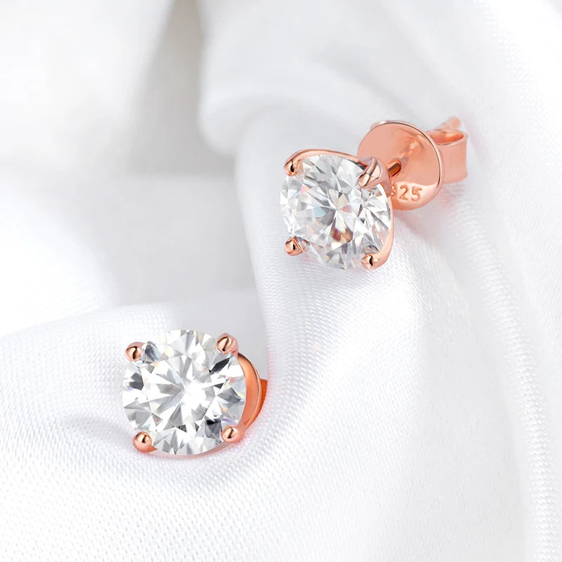 925 Sterling Silver Moissanite Stud Earrings