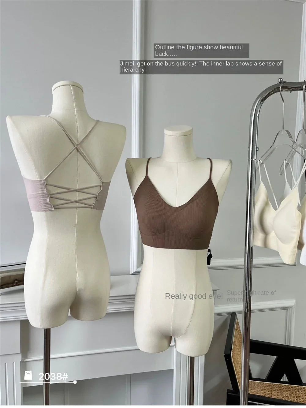 Back and front view of stylish women's padded tank top featuring a sexy design and hollow out details.