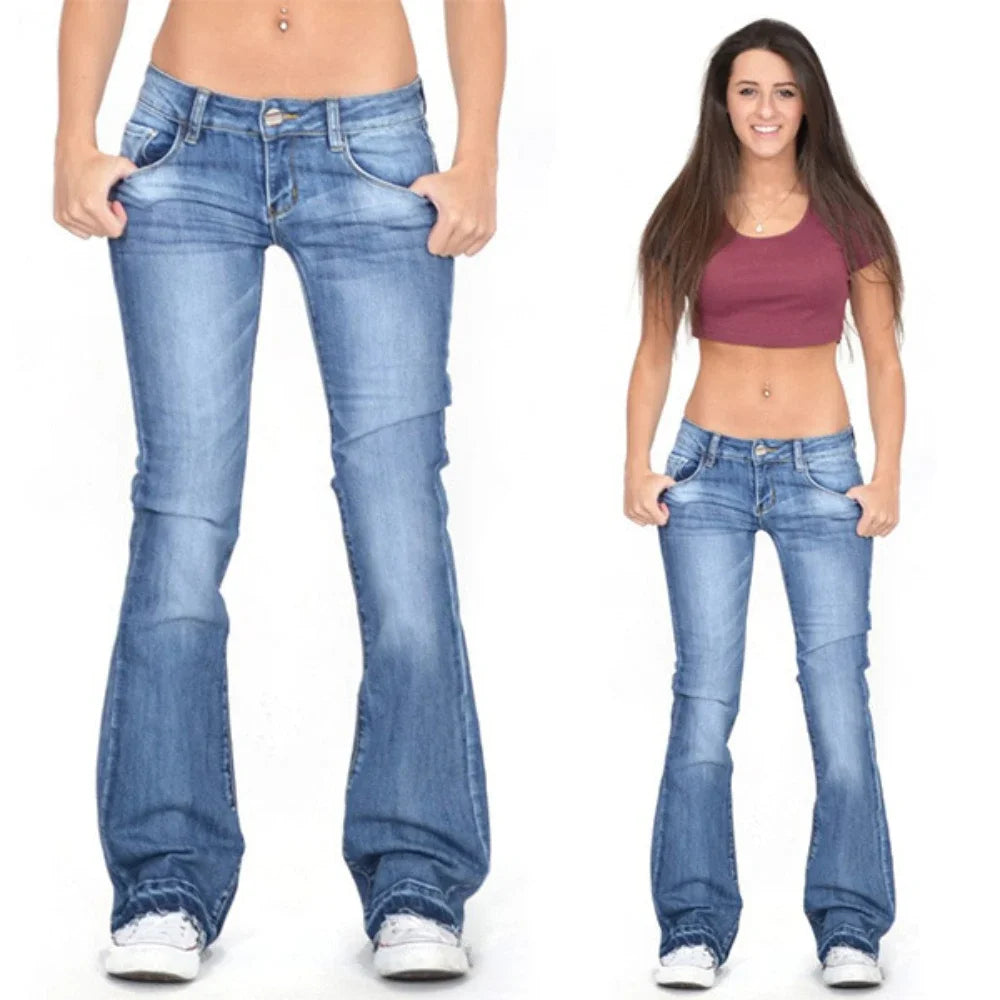Women Washed Flare Fit Denim Pants
