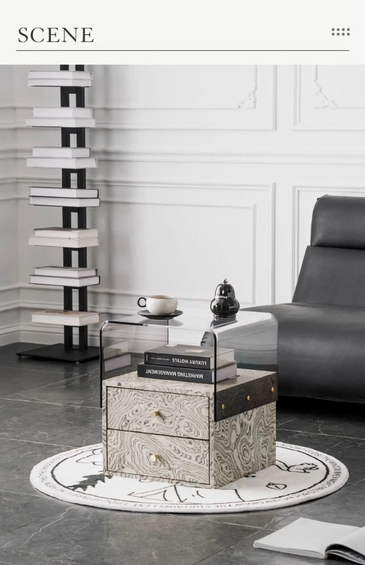 Modern Acrylic Bedside Storage Cabinet