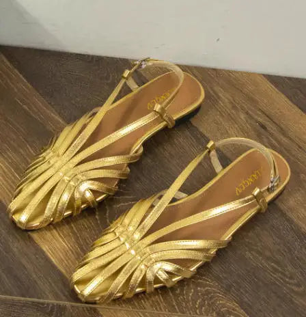 Women’s Plus Size Gold Gladiator Sandals