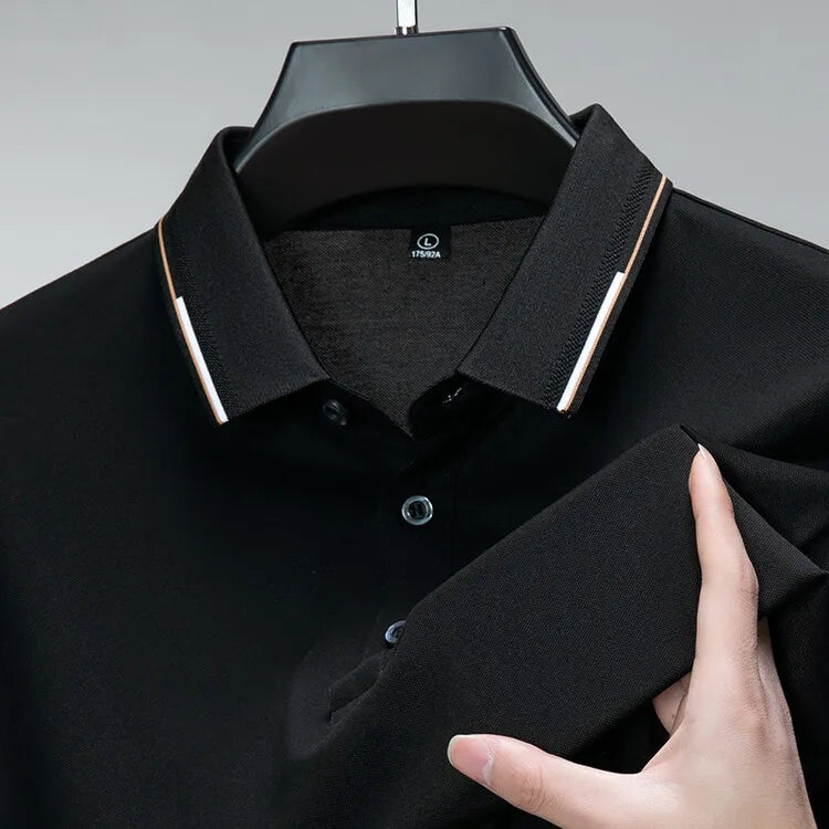 قميص بولو رجالي فاخر من الحرير والقطن