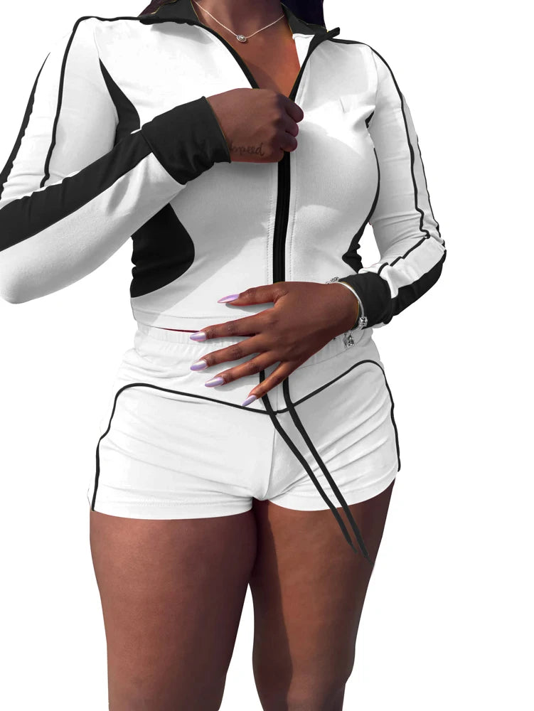 Colorblock Crop & Shorts Tracksuit