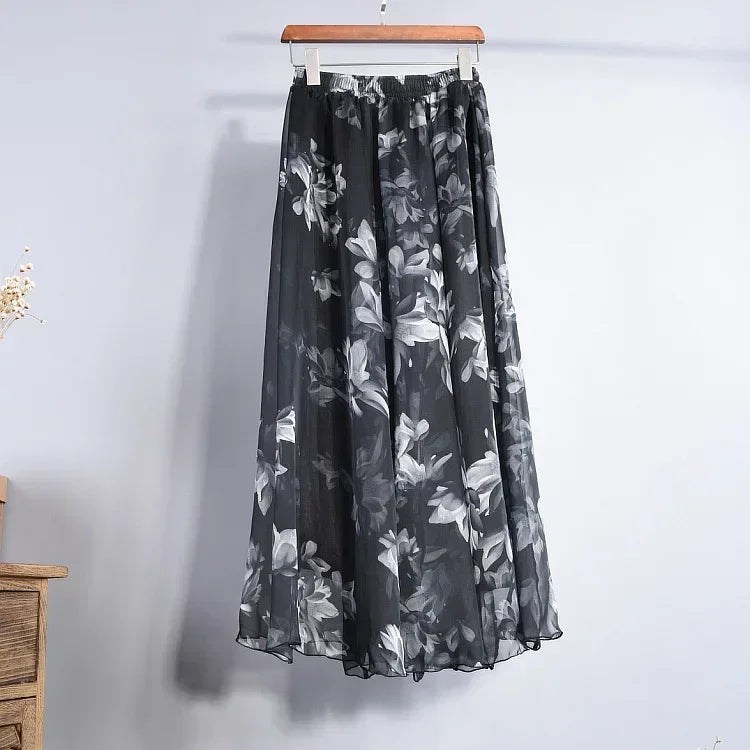 Women Boho Chiffon Long Skirt