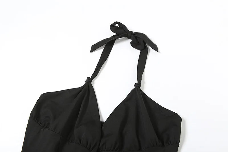 Ruffina™ – Black Ruffle Halter Festival Jumpsuit (Bold, Fun & Carefree)