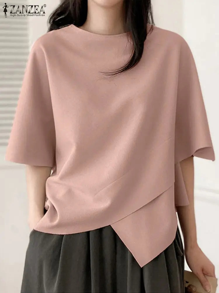 Women Asymmetrical O-Neck Tee