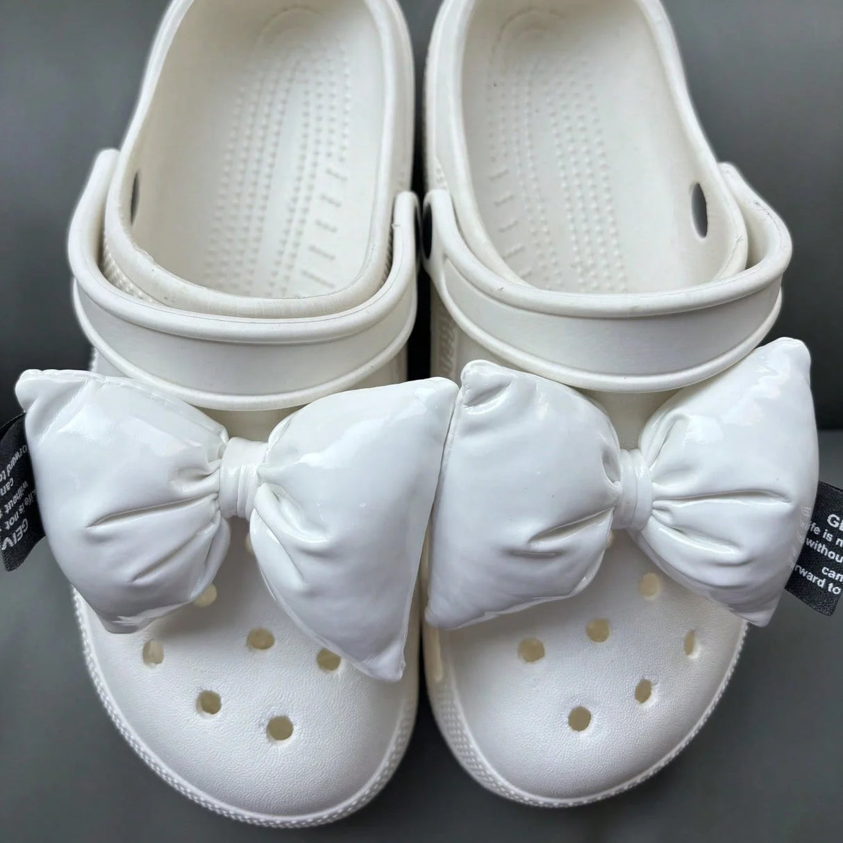 Women Bow Shoe Charms Glossy Accessories