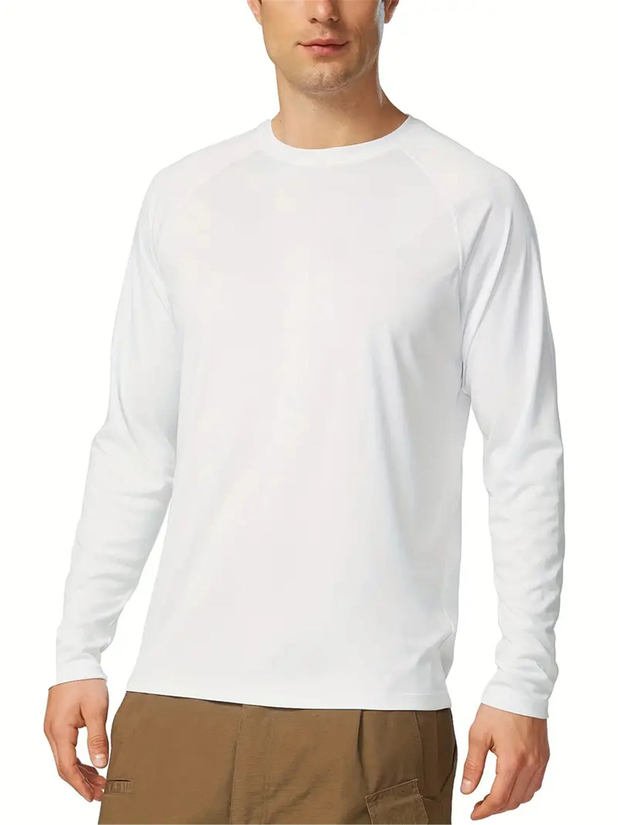 Men's Plus Size Solid Long Sleeve T-Shirt – UV Protection