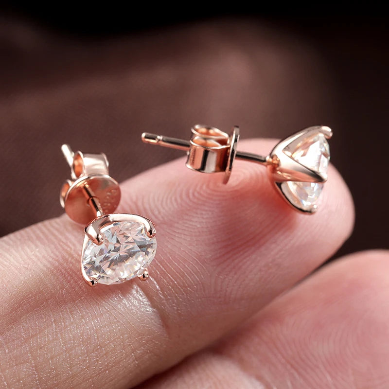 925 Sterling Silver Moissanite Stud Earrings