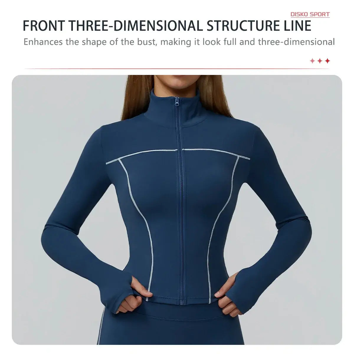 جاكيت جري نسائي ضيق بأكمام طويلة