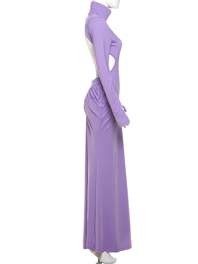 Women's Backless Ruched Maxi Dress