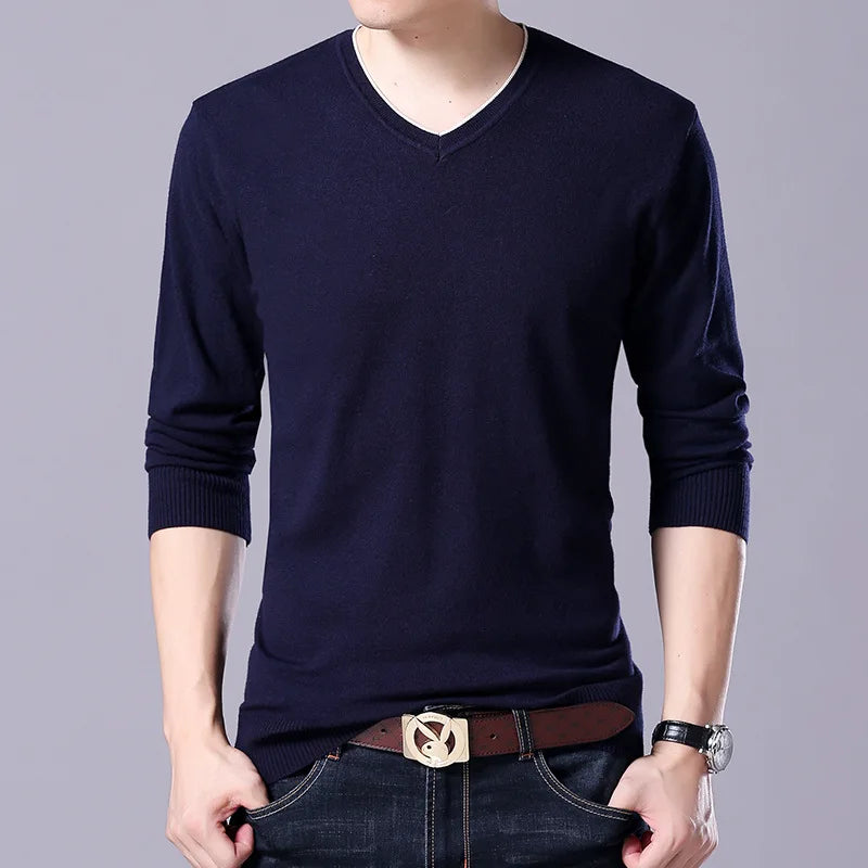 سترة رجالية محبوكة برقبة على شكل حرف V بمقاسات كبيرة