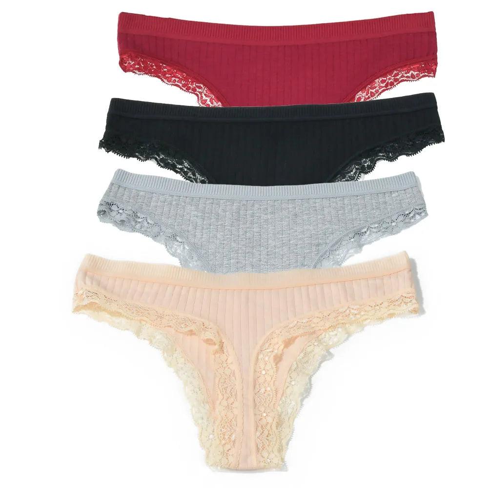 سروال داخلي نسائي من الدانتيل متوسط الارتفاع