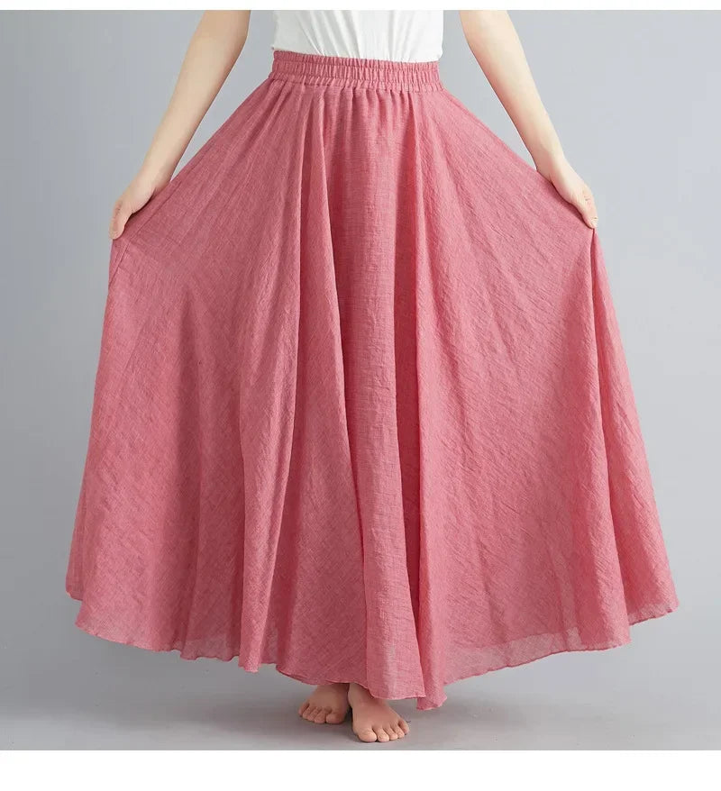 Women Linen Maxi Skirt