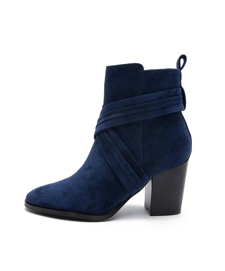 Women Pointed Toe Zipper Ankle Boots – Autumn High Heel Short Booties