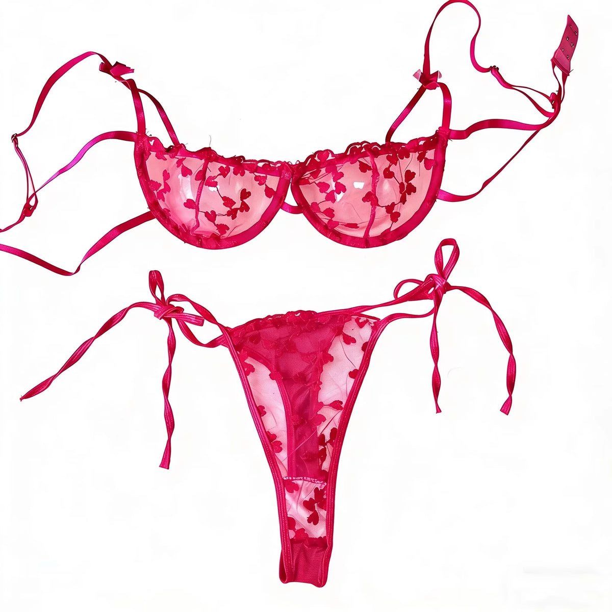 Floral Embroidery Lingerie Set
