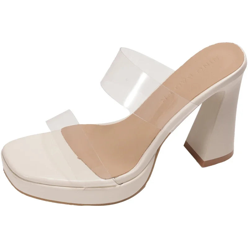 حذاء مفتوح من الأمام شفاف بكعب عالٍ – صيف 2025