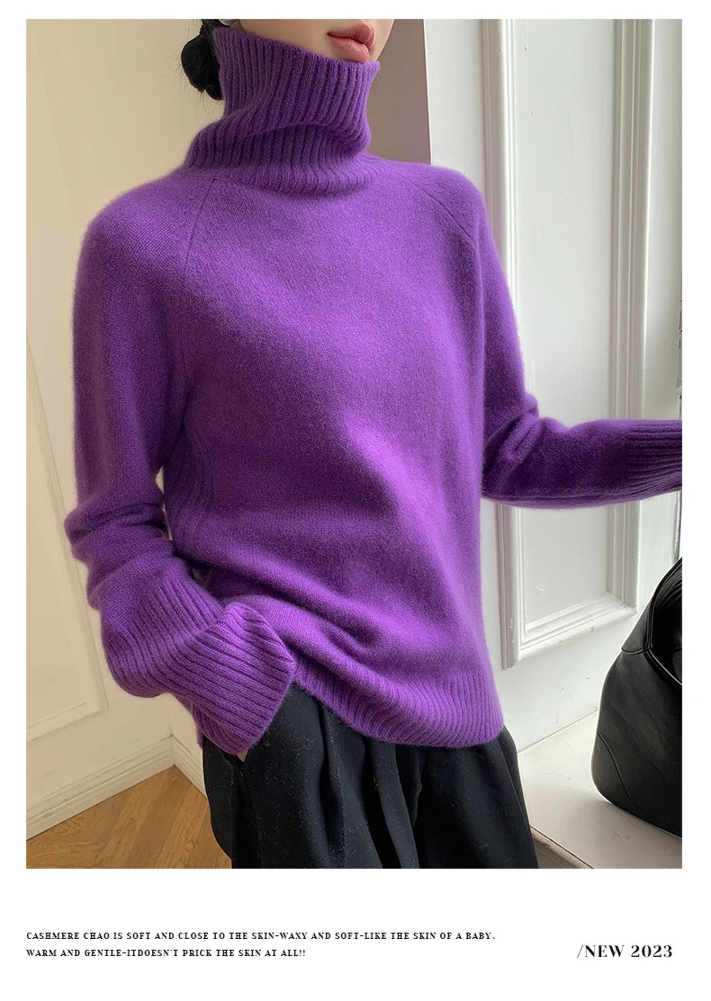 Women's Loose Turtleneck Cashmere Sweater