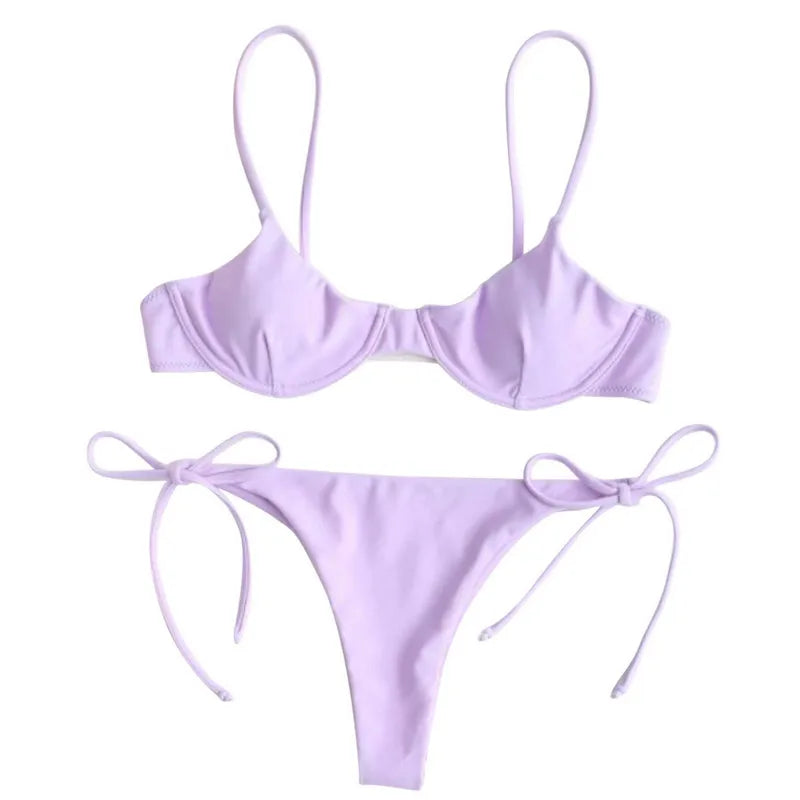 Split V-Neck Bikini Set