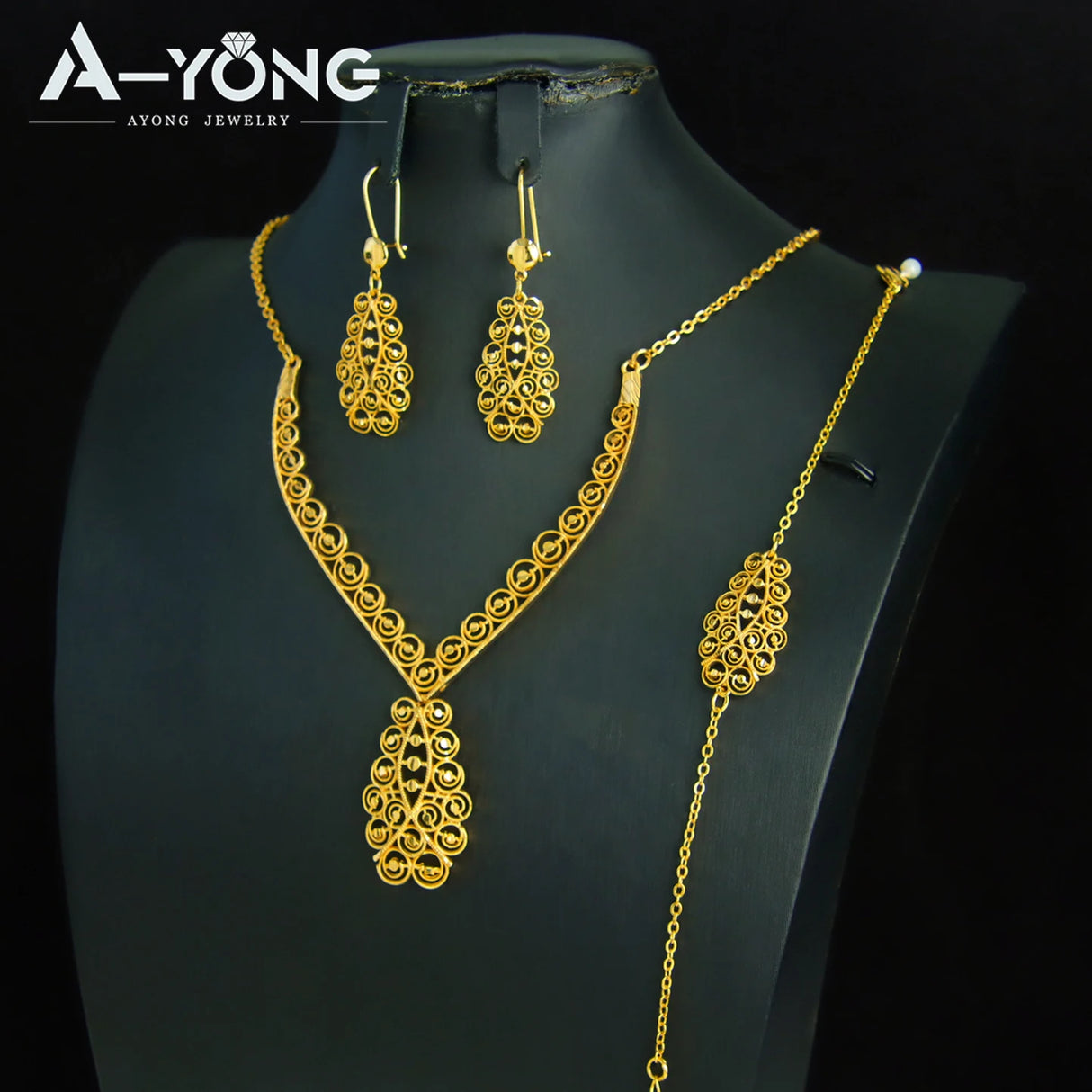 Dubai 21K Gold Plated Bridal Jewelry Set
