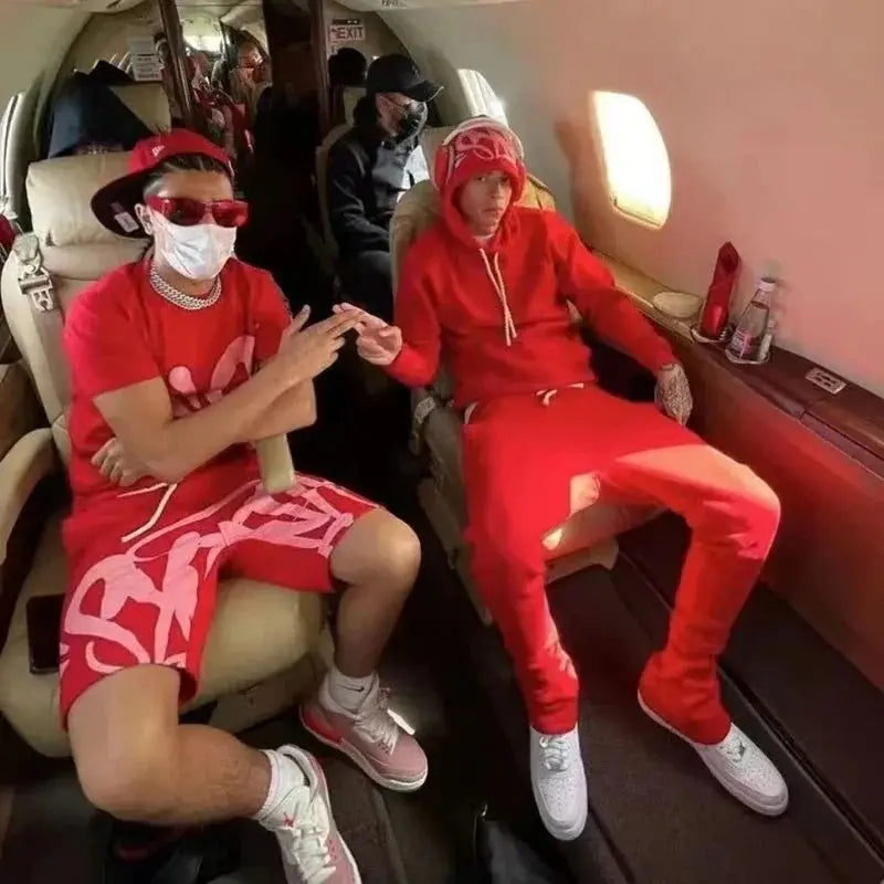 طقم هودي وبنطال رياضي رجالي من القطن