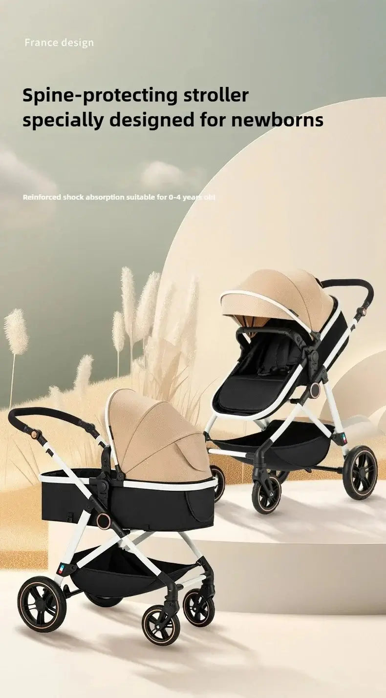 Lightweight spine-protecting baby stroller designed for newborns with balanced shock absorption.