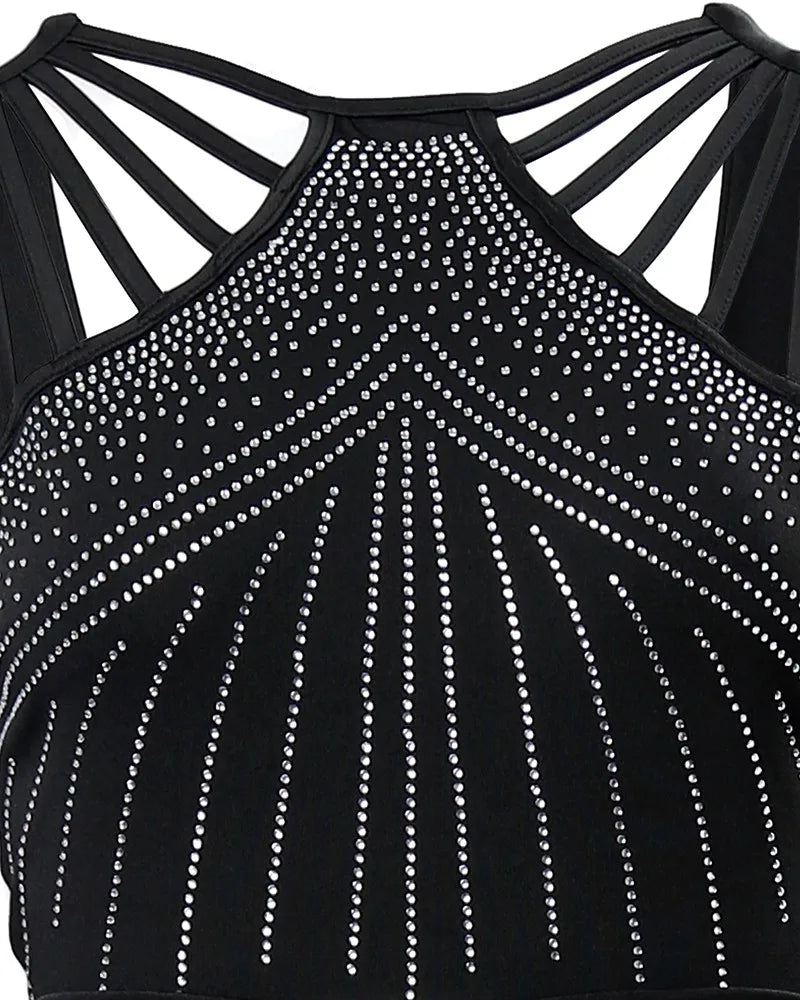 GlimmaStrap™ – جمبسوت متعدد الأشرطة مرصع بأحجار الراين (أسود، أنيق وجذاب)