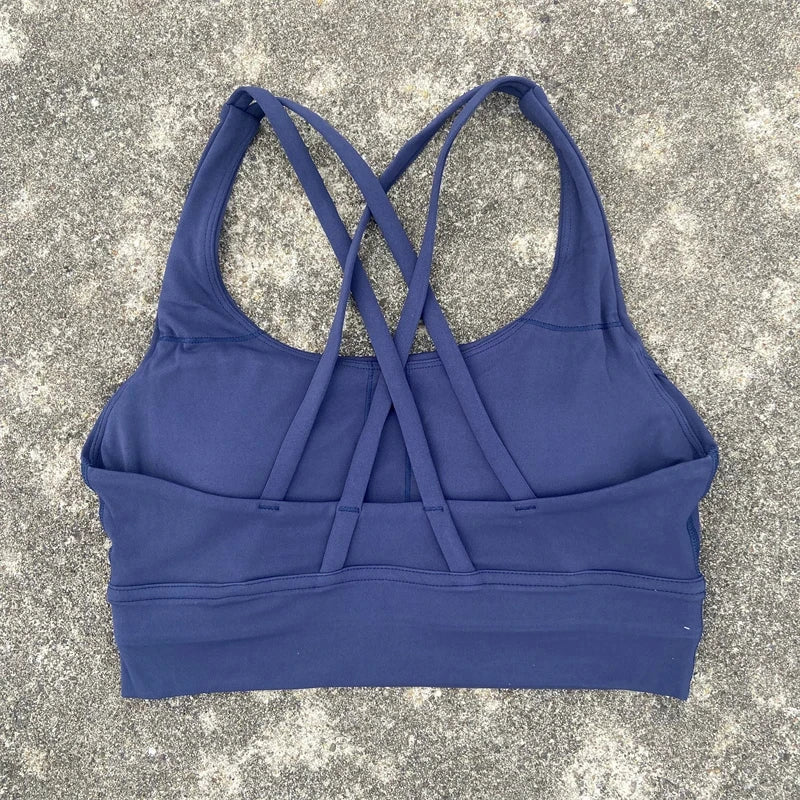 Women Cross Strap Sports Bra with Pads