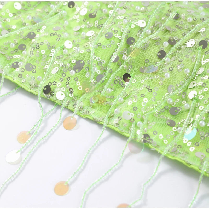 Women Sequin Tassel Party Skirt