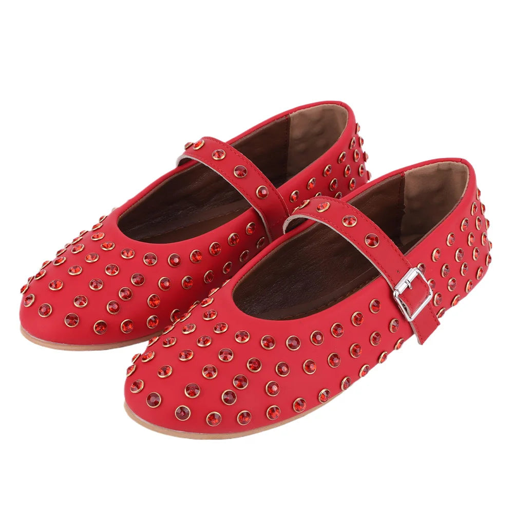 أحذية باليرينا نسائية مرصعة بأحجار الراين والكريستال