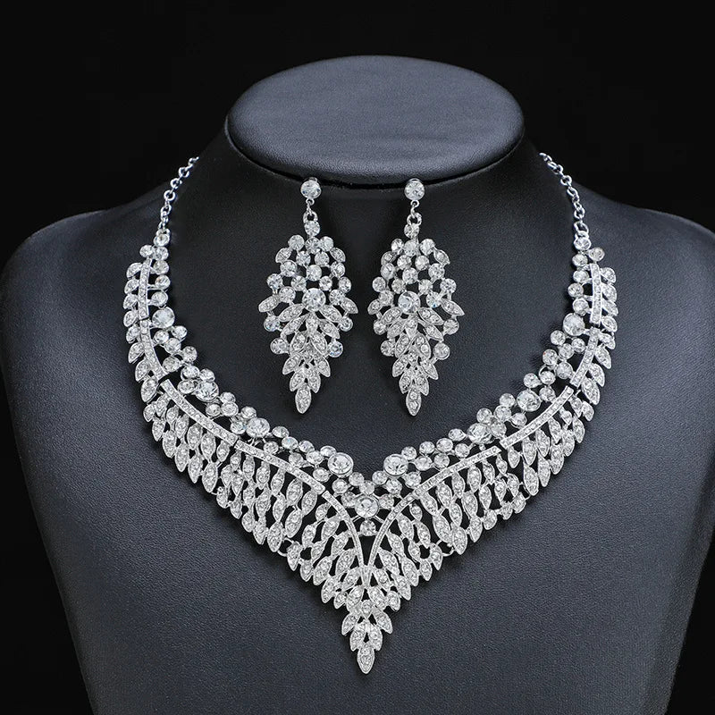Red Crystal Bridal Statement Jewelry Set