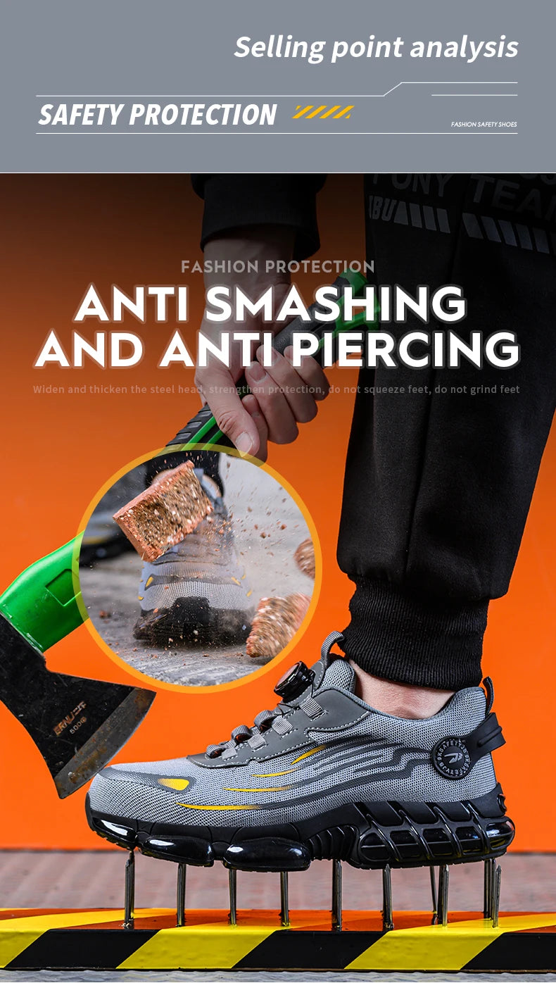 أحذية رياضية رجالية آمنة بأزرار دوارة