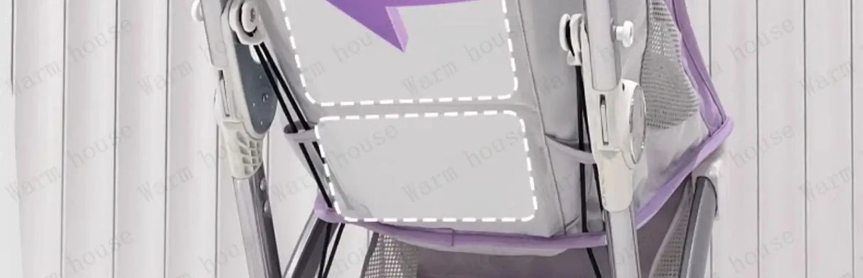 Close-up of the folding mechanism on a lightweight outdoor children's stroller by Warm House.