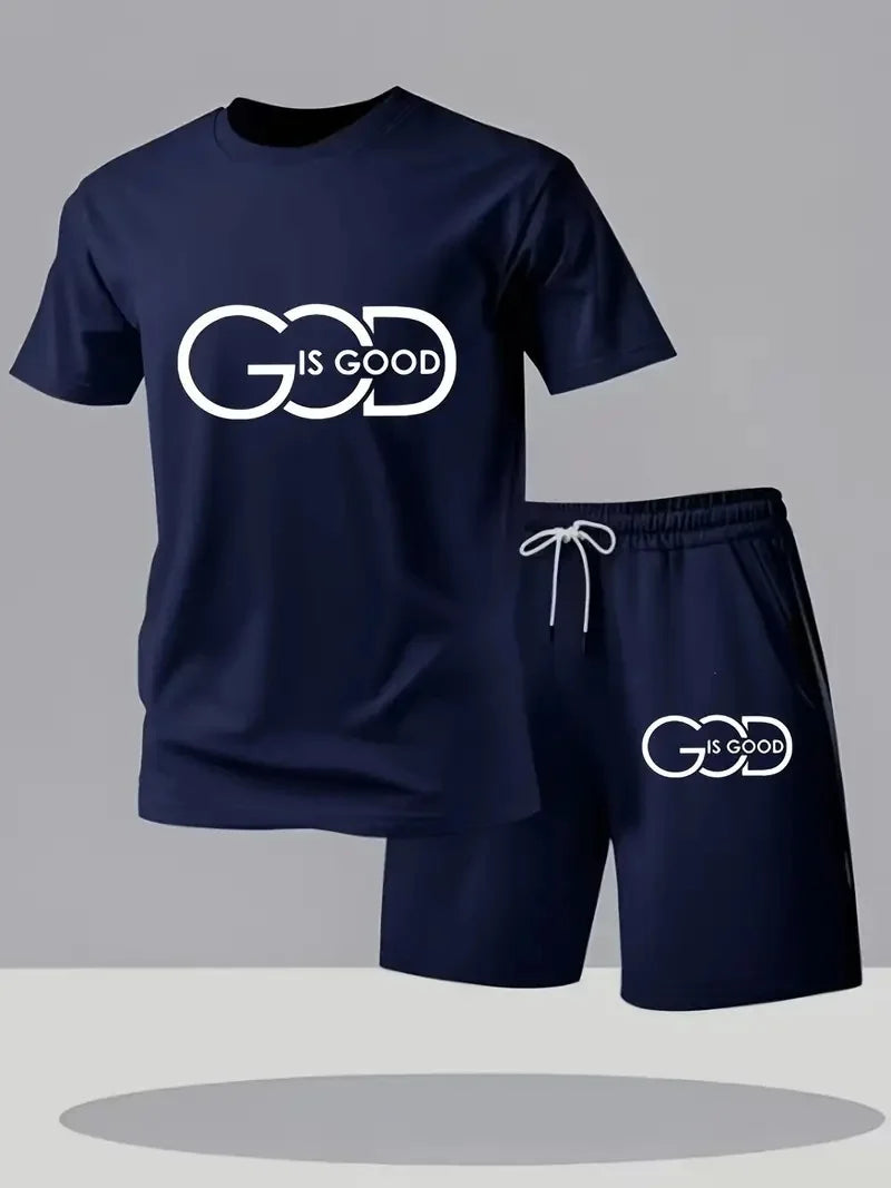 Men Streetwear T-Shirt & Shorts Set